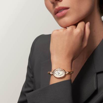 BAIGNOIRE WATCH, Small Model With 42 Diamonds, Rose Gold, Size 15 - 17