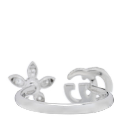 18K White Gold Diamond Flora Open Ring