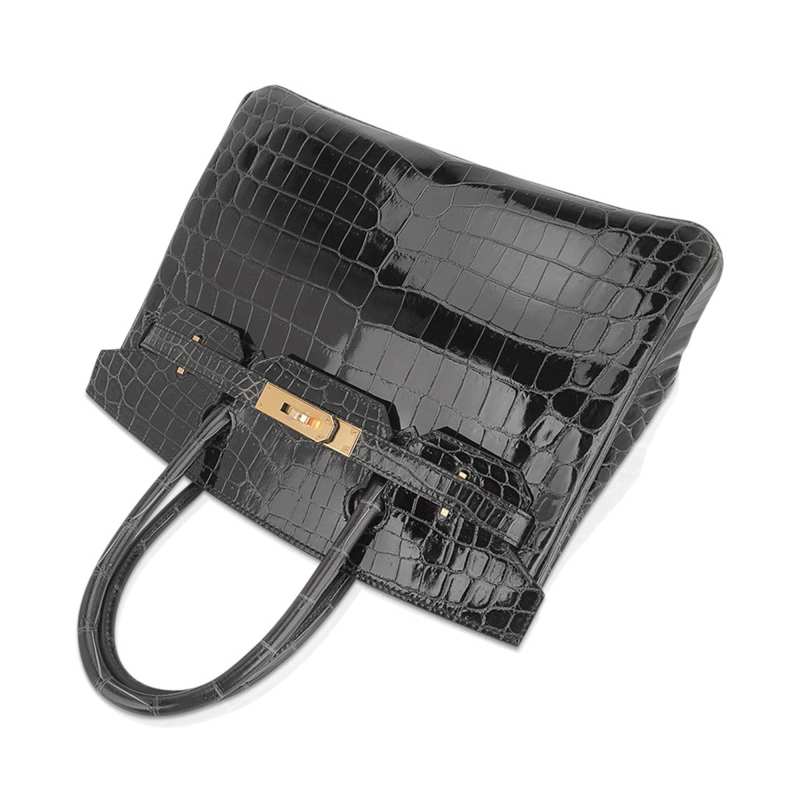 Birkin 30 Bag Graphite Niloticus Crocodile with Gold Hardware