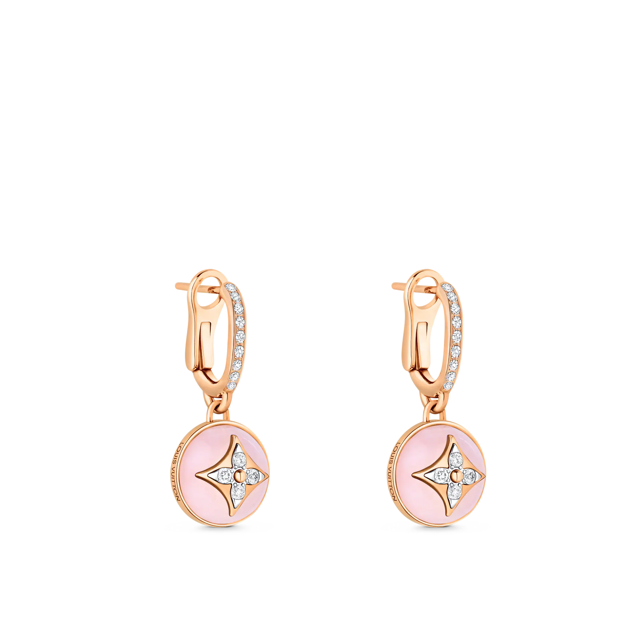 B Blossom Earrings, Pink Gold, White Gold, Pink Opal And Diamonds