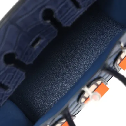 Hermes Night Sac Faubourg Birkin 20 Bleu Marine Matte Alligator Pallad