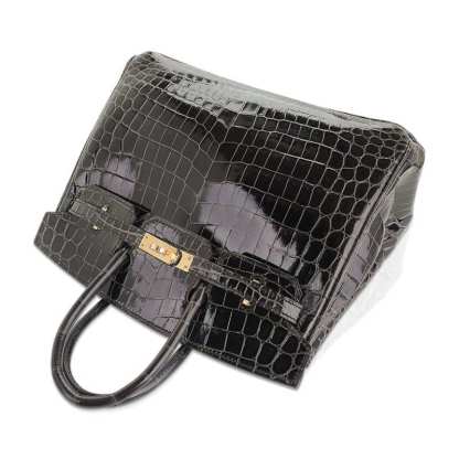 Birkin 25 Bag Graphite Crocodile with Palladium Hardware