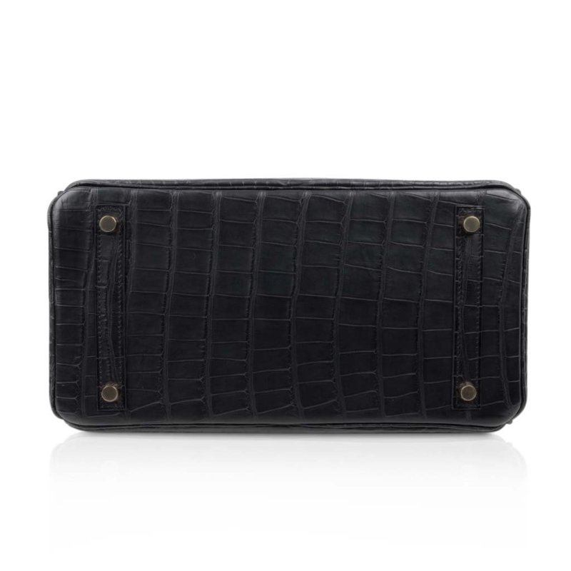 Hermes Birkin 30 Bag Black Matte Alligator Gold Hardware