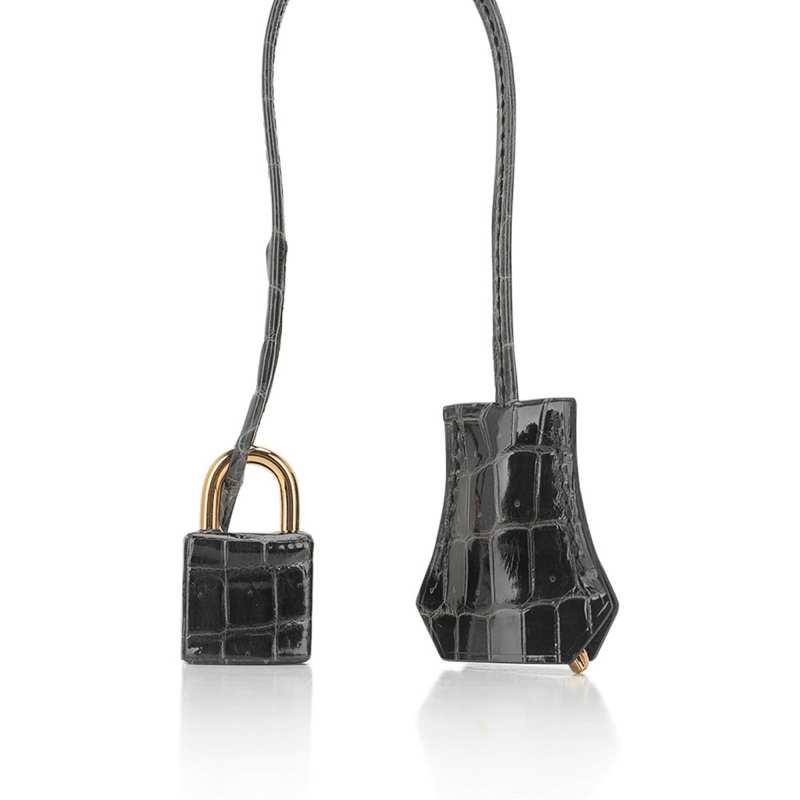Birkin 30 Bag Graphite Niloticus Crocodile with Gold Hardware