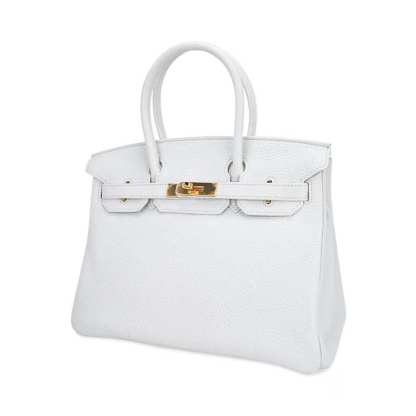 Birkin 30 Bag White Clemence Leather with Gold Hardware