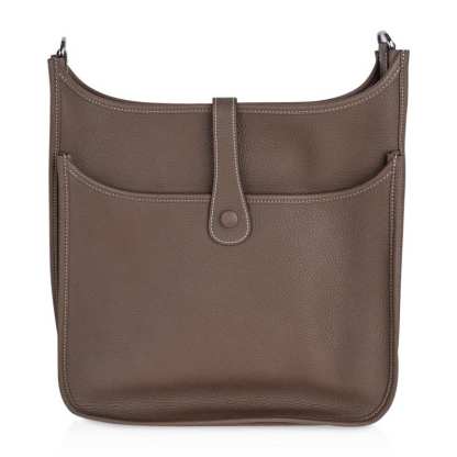 Evelyne GM Bag Etoupe Clemence Leather with Palladium Hardware