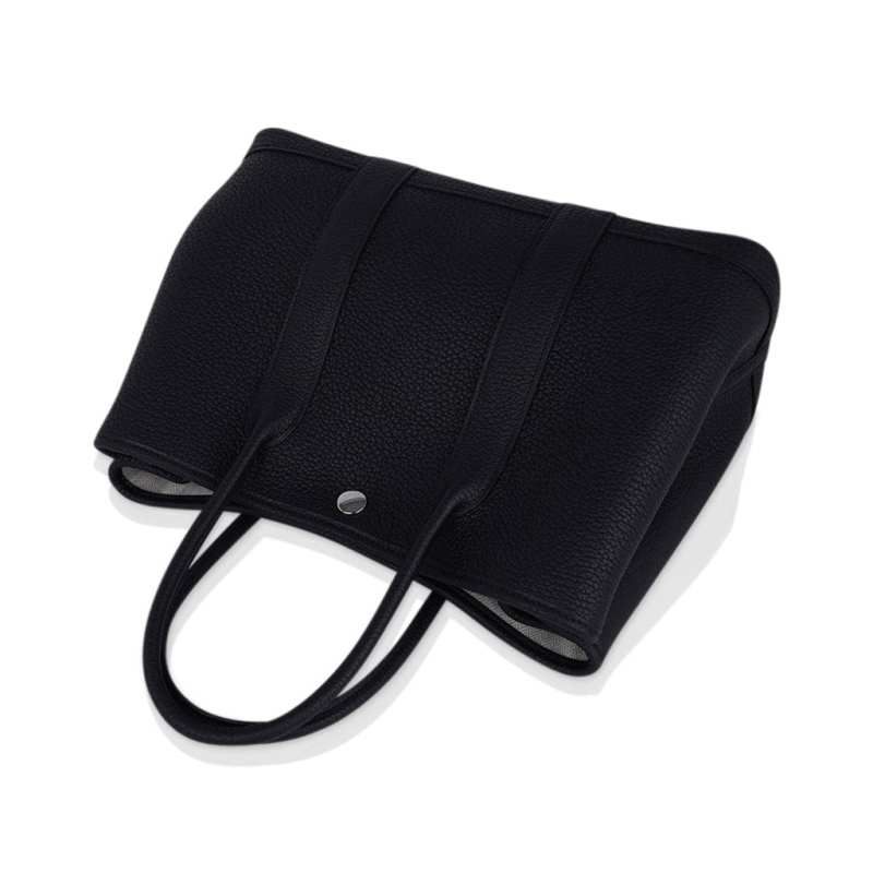 Garden Party 30 Bag Black Vache Country Leather with Palladium Hardware