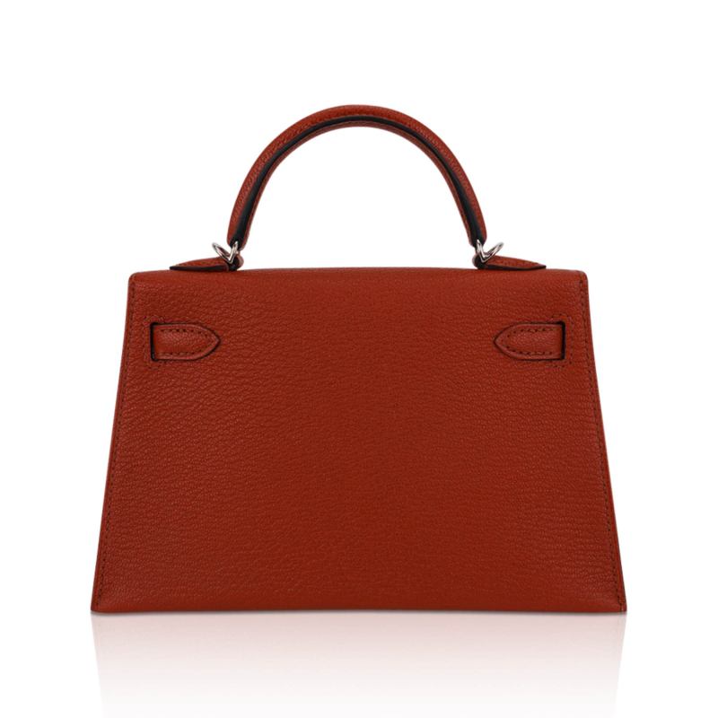 Mini Kelly 20 Bag Sellier Cuivre Chevre Leather with Palladium Hardware