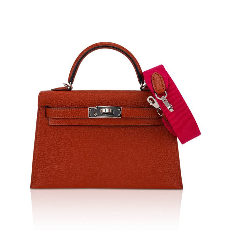 Mini Kelly 20 Bag Sellier Cuivre Chevre Leather with Palladium Hardware