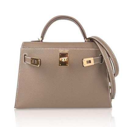 Kelly 20 Mini Sellier Bag Etoupe Limited Edition Epsom Gold Hardware