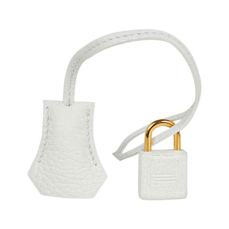 Kelly 28 Retourne Bag White Clemence Leather with Gold Hardware