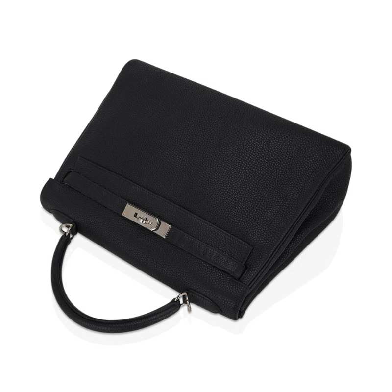 Kelly 32 Retourne Bag Black Togo Leather with Palladium Hardware