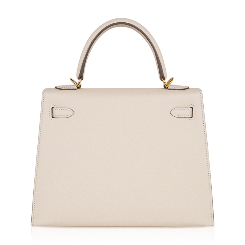 Kelly 25 Sellier Bag Craie Epsom Leather with Gold Hardware