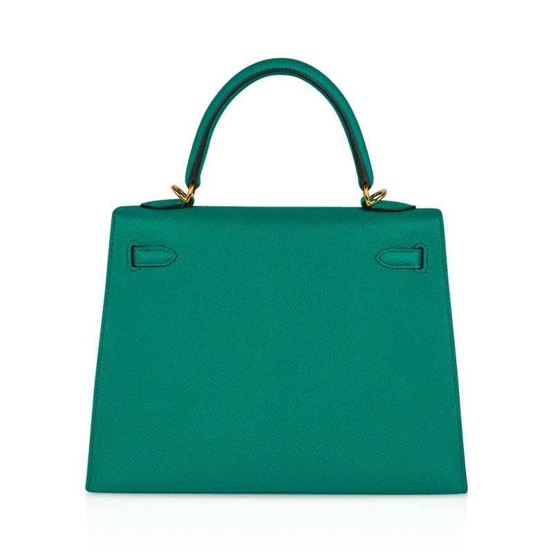 Kelly 25 Sellier Bag Jade Epsom Leather with Gold Hardware