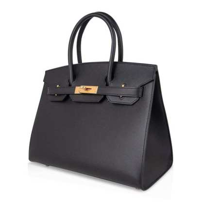 Birkin Sellier Limited Edition 30 Bag Black Veau Graine Monsieur Laiton