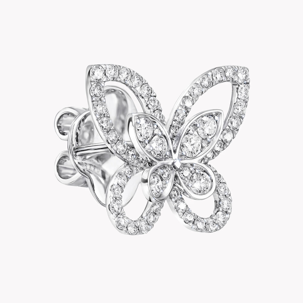 Butterfly Silhouette Diamond Stud Earrings WHITE GOLD