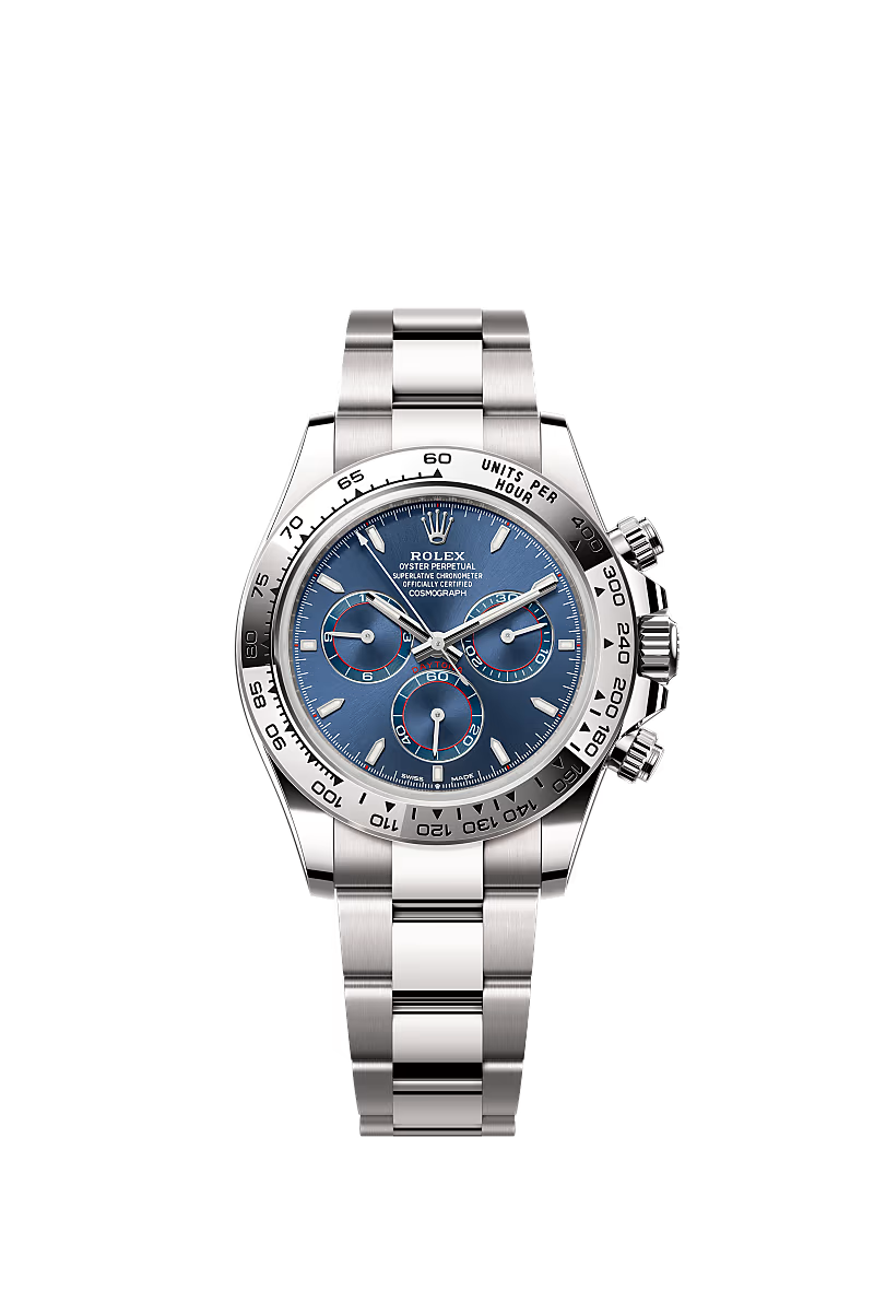 Cosmograph Daytona 116509 Blue Index Oyster White Gold Mens Watch