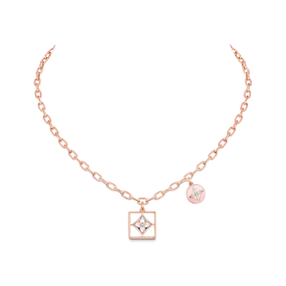 B Blossom Necklace, Pink Gold, White Gold, Pink Opal, White Mother-Of-Pearl And Diamonds