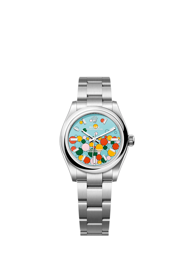 Oyster Perpetual 31, Turquoise blue, Celebration motif, Oystersteel, 31mm,  Ref# 277200-0010