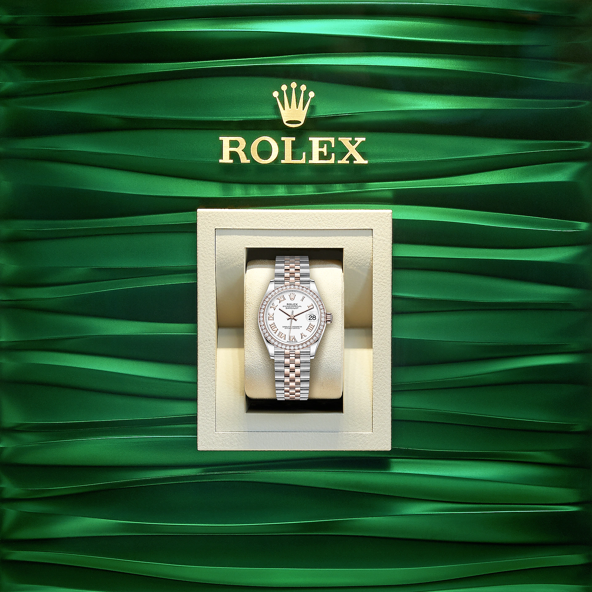 Datejust 31, Oystersteel, 18kt Everose Gold and diamonds, Ref# 278381RBR-0004