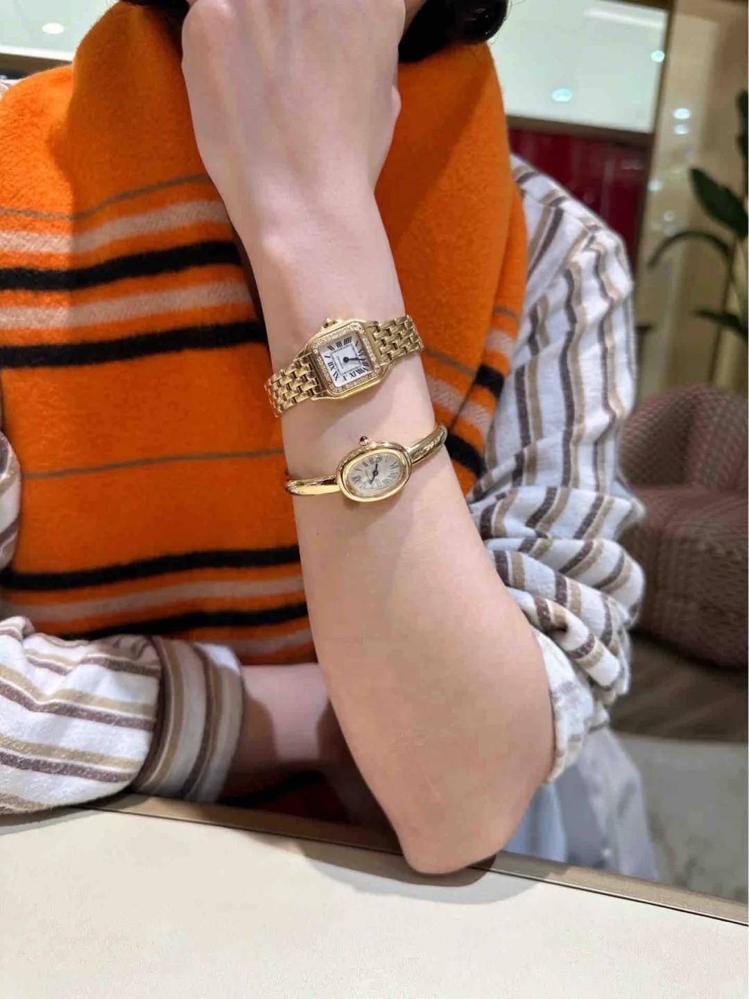 BAIGNOIRE WATCH, Small Model, Yellow Gold, Size 15 - 17