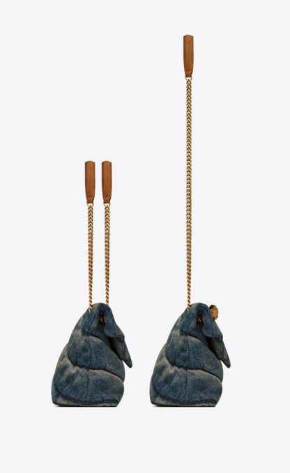 PUFFER SMALL IN SUEDE AND DENIM