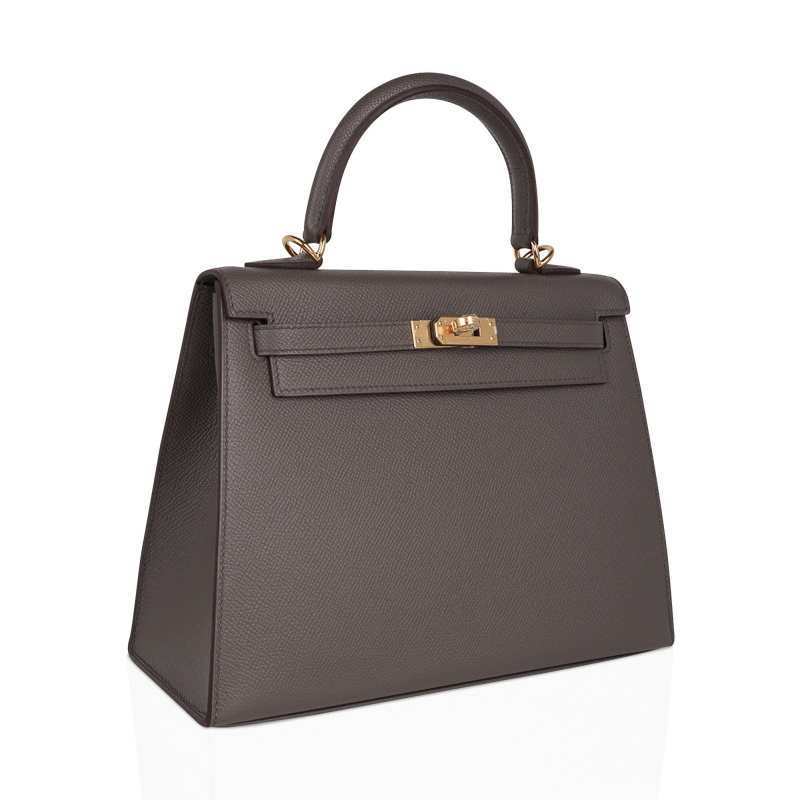 Kelly Sellier 25 Bag Etain Gold Hardware Epsom Leather New