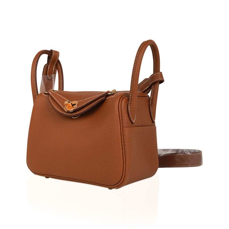 Mini Lindy 20 Bag Gold Clemence Leather with Gold Hardware