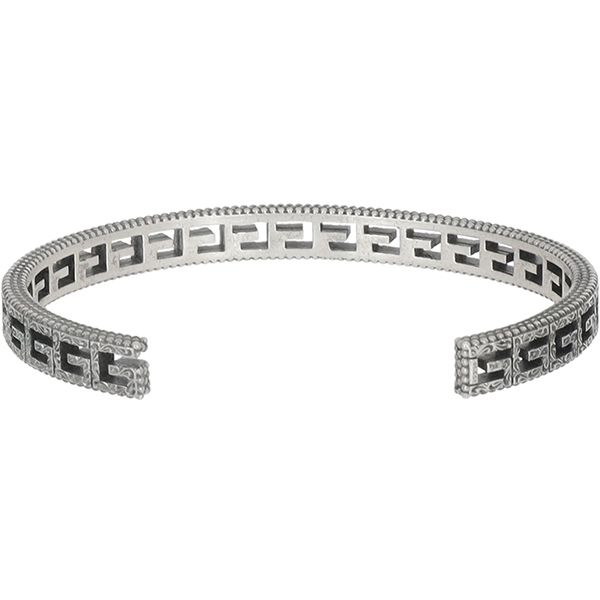 Cubed G Motif Logo Cuff Bracelet in Sterling Silver