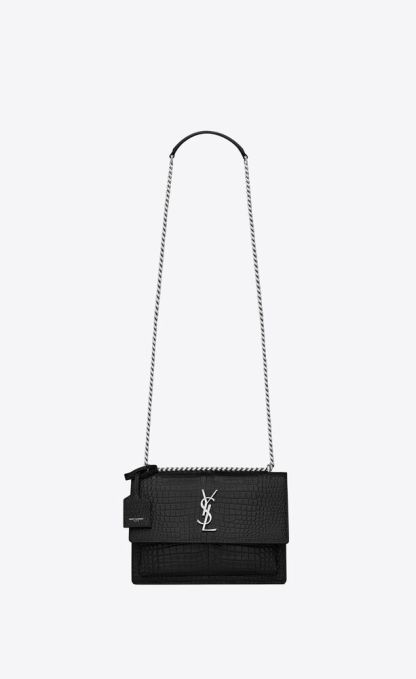 SUNSET MEDIUM IN CROCODILE-EMBOSSED LEATHER