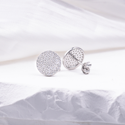 ICYCOIN Round Cluster Stud Earrings 925S & VVS Moissanite