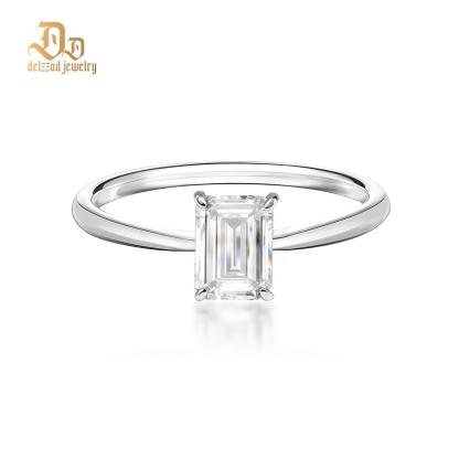 Delzzad S925 1ct Step Cut VVS Synthetic Moissanite Timeless Solitaire Prong Ring Engagement Anniversary Valentine's Day Gifts