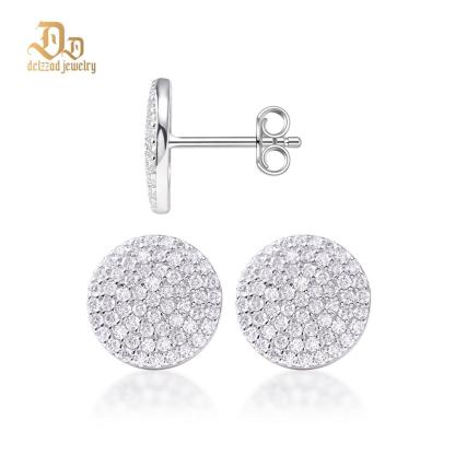 Delzzad S925 Round VVS Synthetic Moissanite Stunning Iced Out Circle Shape Stud Earrings Birthday Valentine's Day Gifts