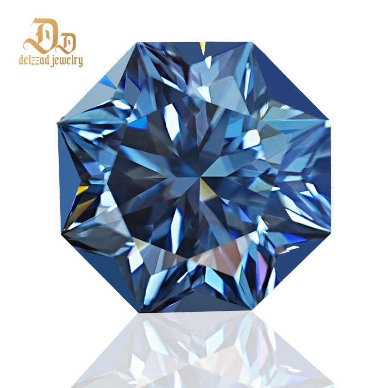Blue VVS Loose Moissanite Octagon Shape 6.0 MM 1 Carat Moissanite Gem Stones