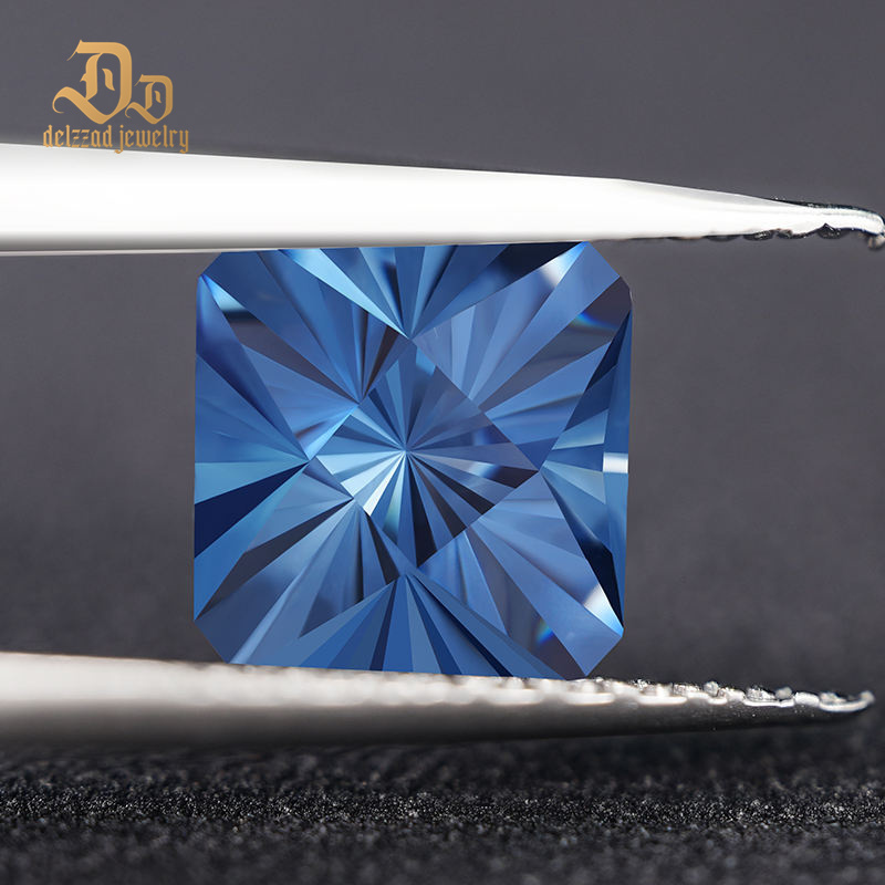 Special Spellbound Cut Square Shape VVS 6mm 1 Carat Vivid Blue Loose Moissanite Stone