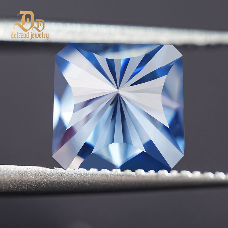 Special Spellbound Cut Square Shape VVS 6mm 1 Carat Vivid Blue Loose Moissanite Stone