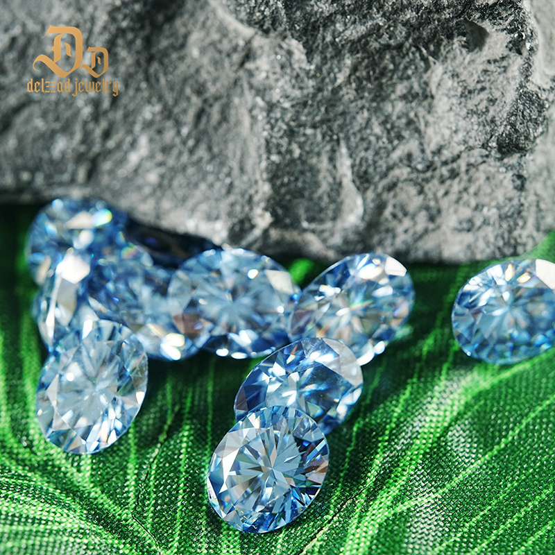 Moissanite Light Blue Color Loose Stones Sapphire Oval Excellent Cut All Size VVS for Rings Jewelry Making