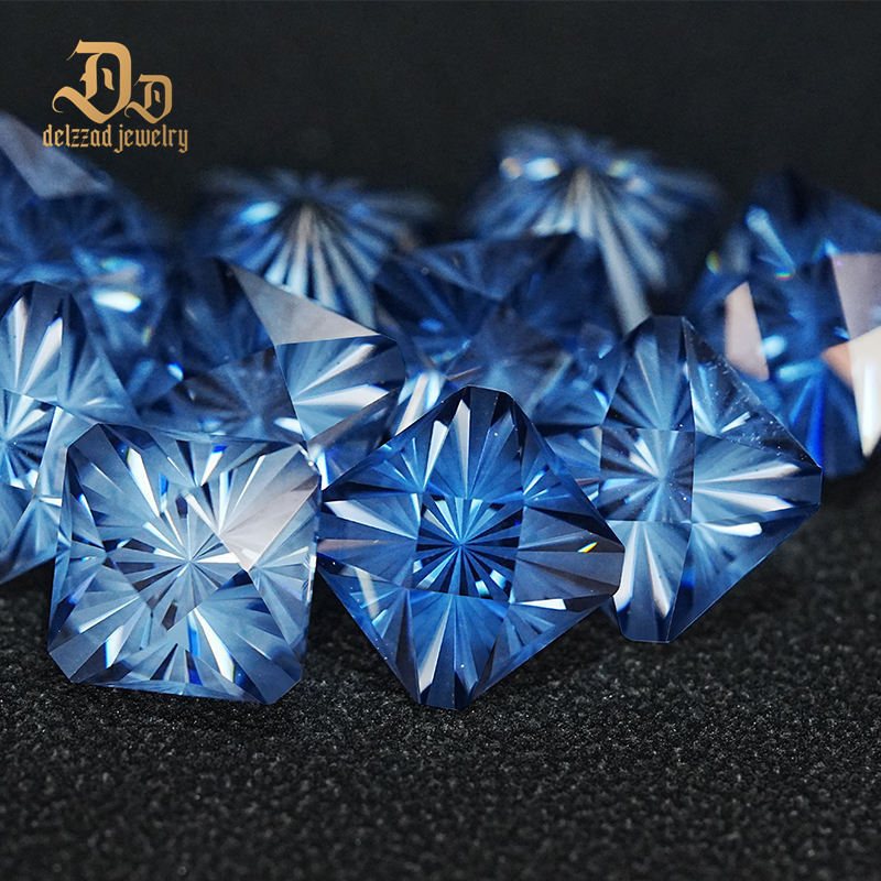 Special Spellbound Cut Square Shape VVS 6mm 1 Carat Vivid Blue Loose Moissanite Stone