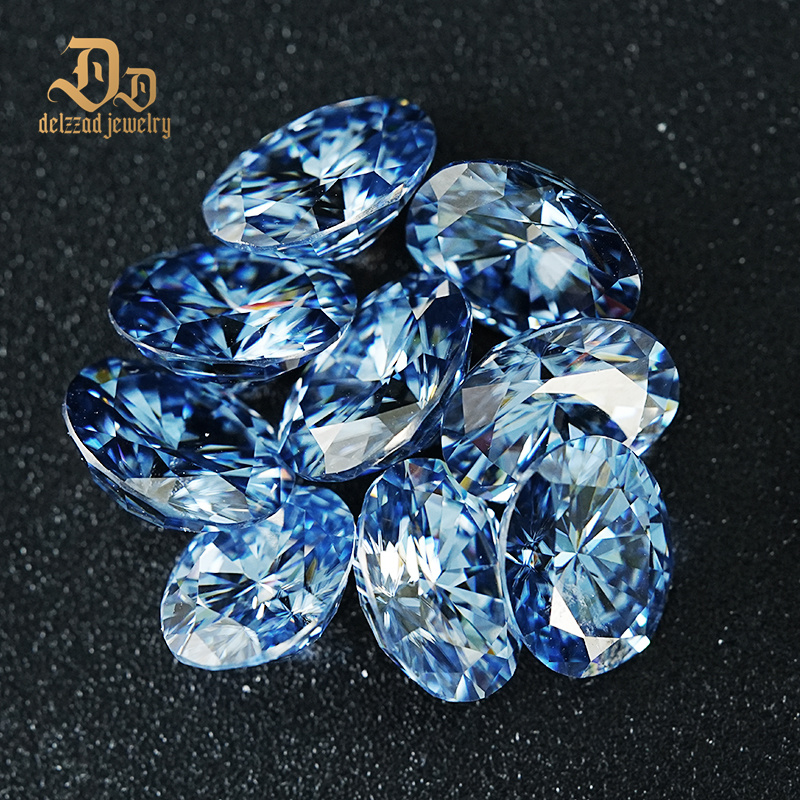 Moissanite Light Blue Color Loose Stones Sapphire Oval Excellent Cut All Size VVS for Rings Jewelry Making