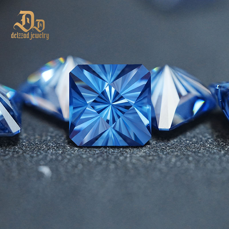 Special Spellbound Cut Square Shape VVS 6mm 1 Carat Vivid Blue Loose Moissanite Stone