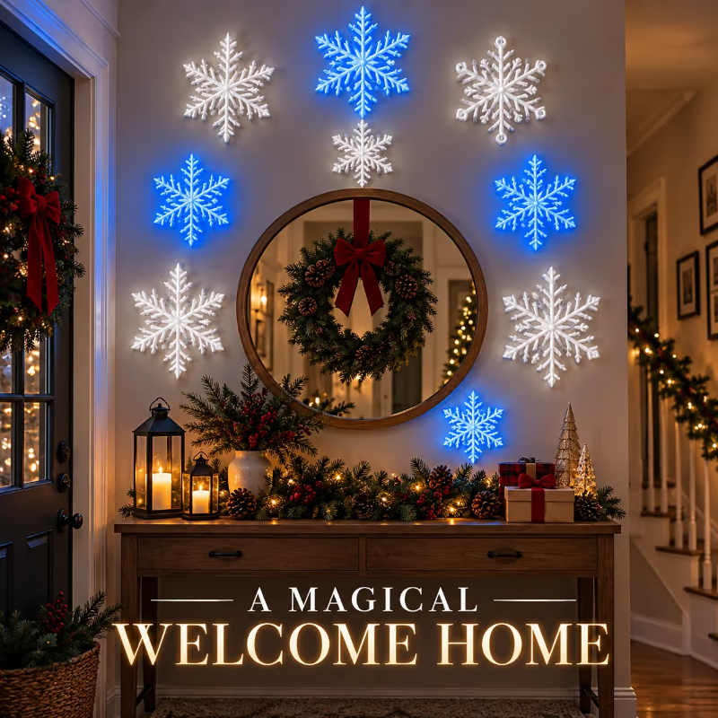 ⏳ Last Day 49% OFF – ❄️ LED Snowflake Wall Lights | 3D Christmas Snowflake Décor with Blue & White Glow, Remote Control & Magical Indoor Holiday Atmosphere ✨