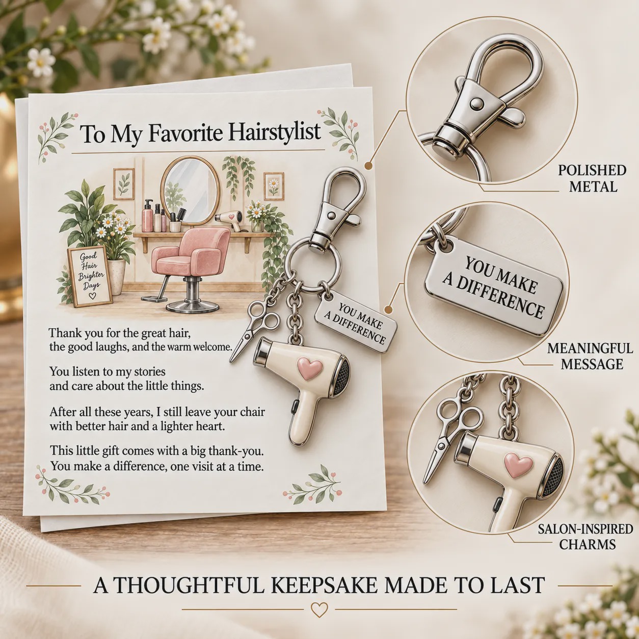 ✨ The "You Make a Difference" Appreciation Gift Set – Keychain & Greeting Card ✨