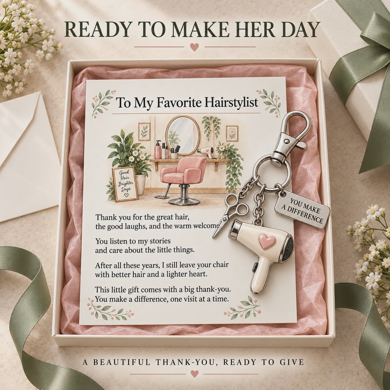 ✨ The "You Make a Difference" Appreciation Gift Set – Keychain & Greeting Card ✨