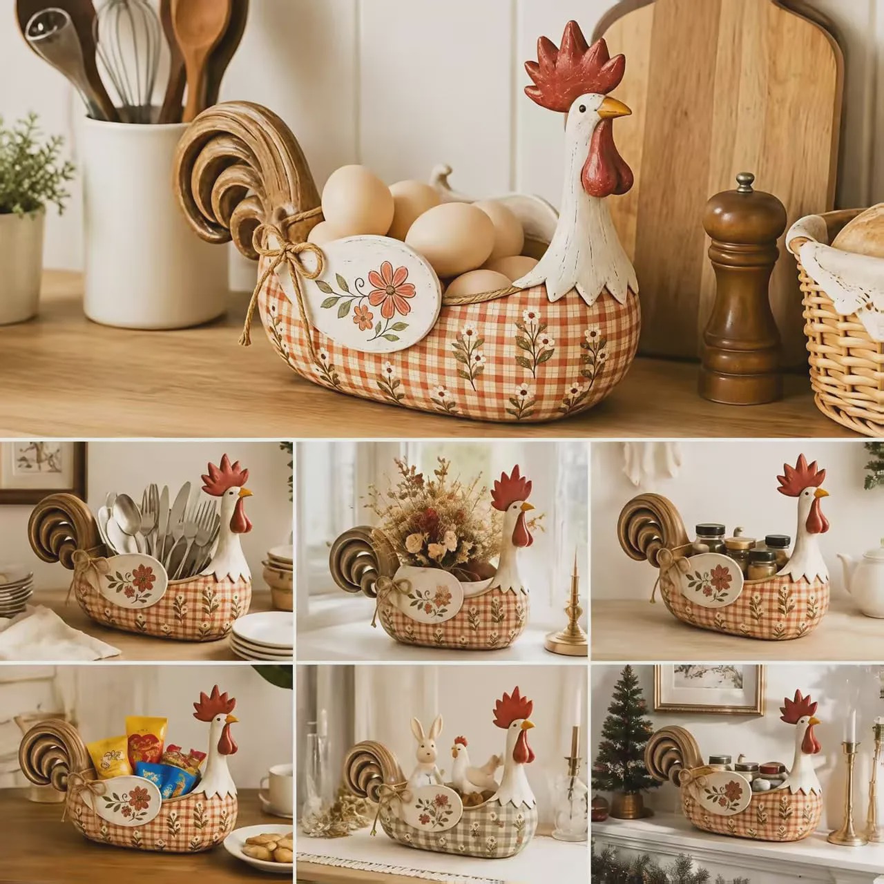🐓 Farmhouse Rooster Storage Basket