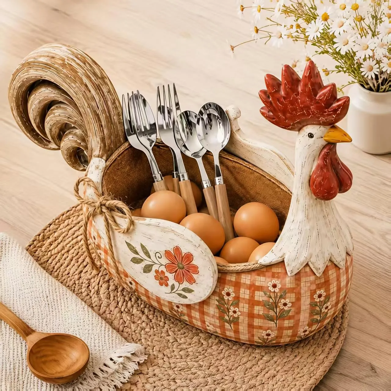 🐓 Farmhouse Rooster Storage Basket