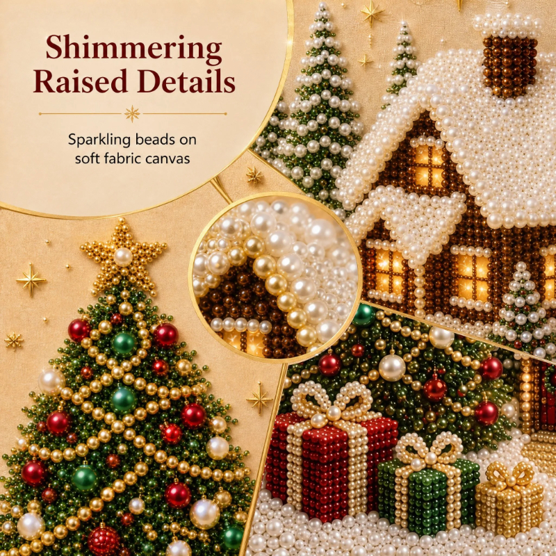 🧘Relaxing & Beginner-Friendly-🎄🎅 Premium 3D Pearl Christmas Wall Art Kit