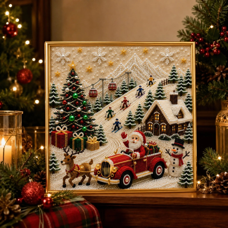 🧘Relaxing & Beginner-Friendly-🎄🎅 Premium 3D Pearl Christmas Wall Art Kit