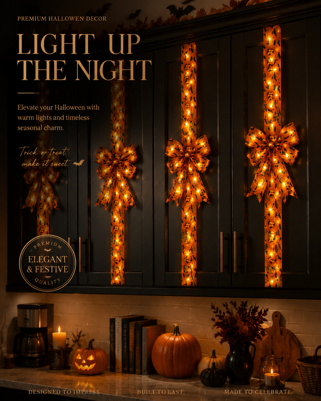 Light Up Halloween LED Bow Decoration	