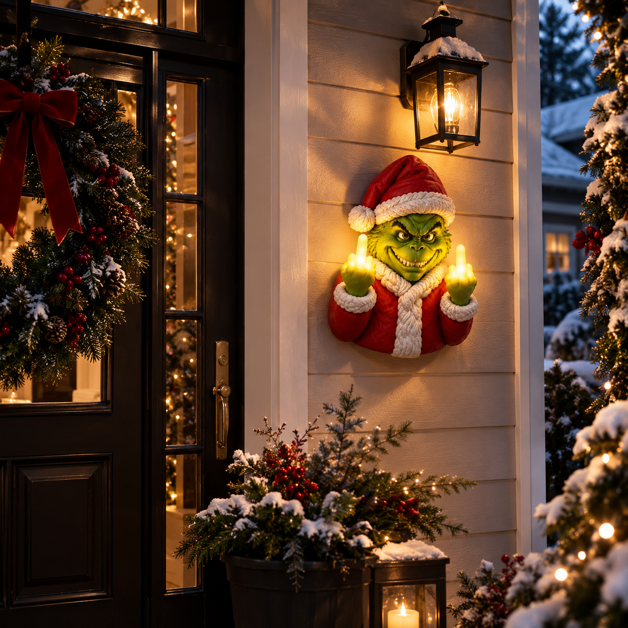 🎄 The Grinch Santa Wall Light