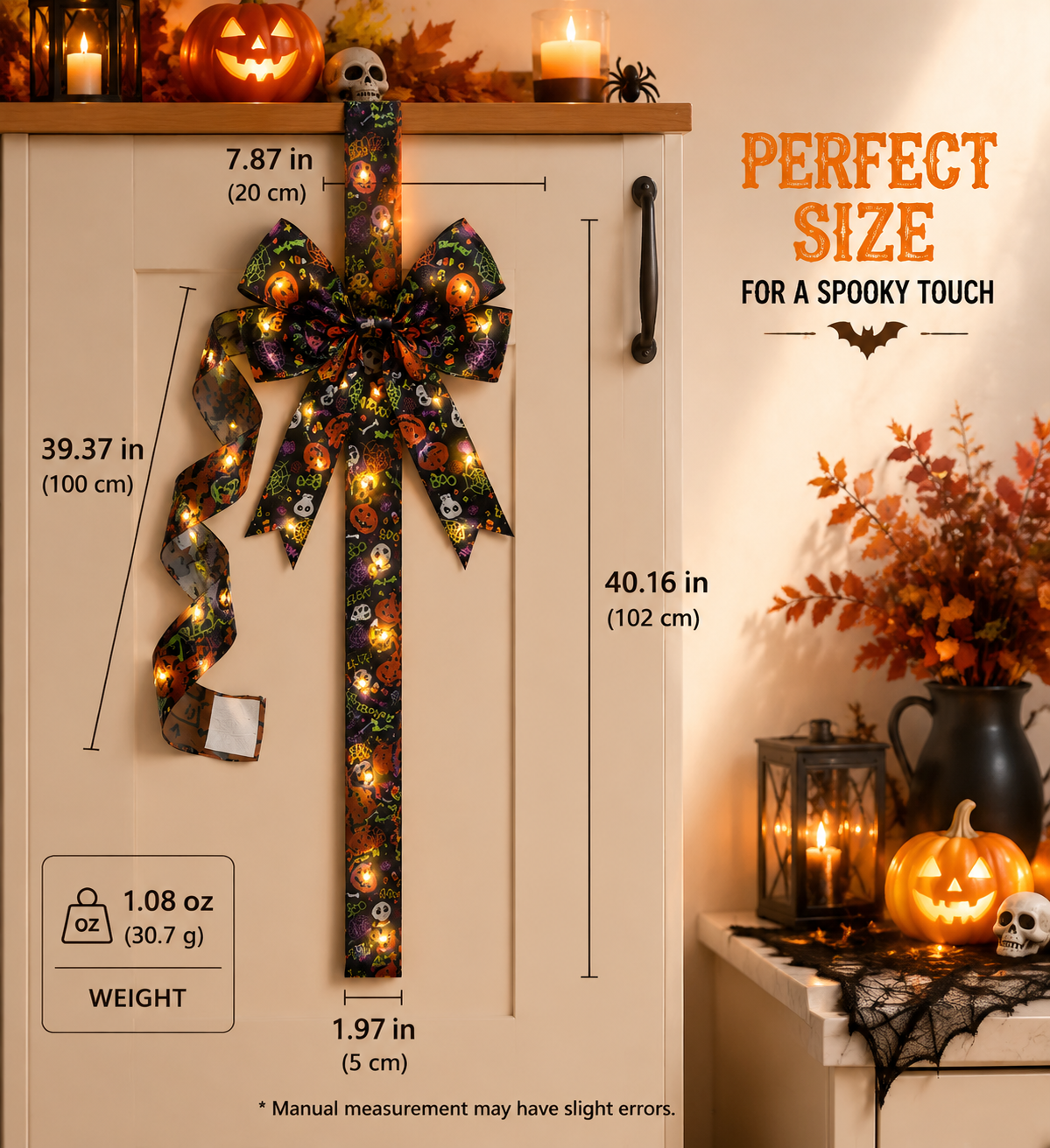 Light Up Halloween LED Bow Decoration	